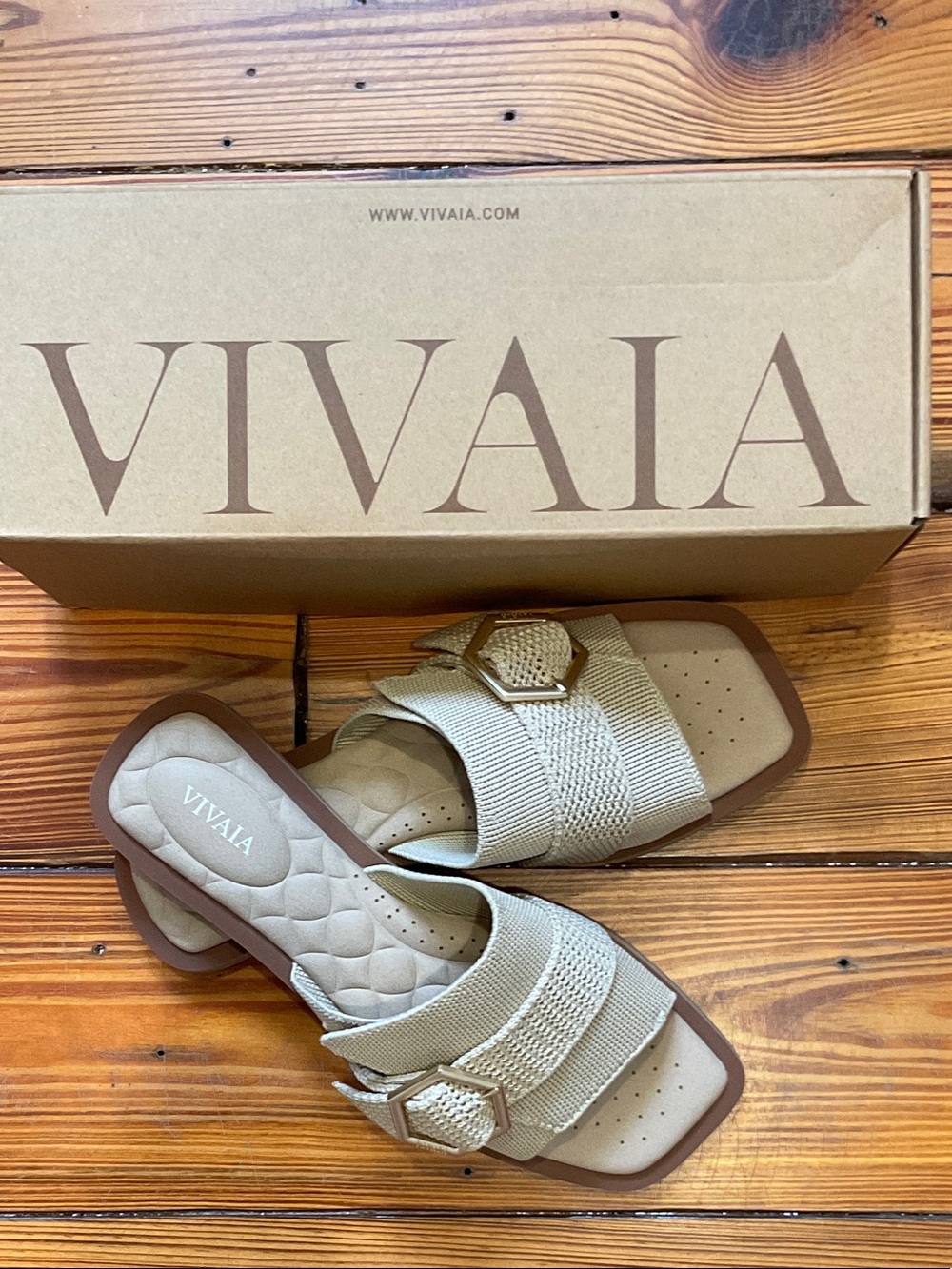 VIVAIA Micah Pillow Top Slide Sandals - Almond Beige - Size 6.5